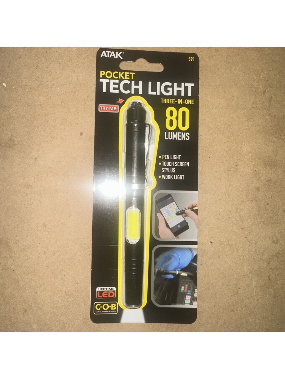 ATAK Wilmar 591 TECHNICIAN POCKET Work & Pen LIGHT Stylus 3-IN-1 80 Lumens